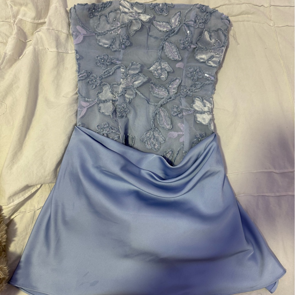 oh polly embellished eden mini dress light blue size 2